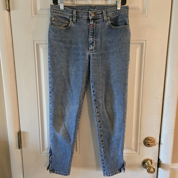 Vintage Polo Jeans Co. Ralph Lauren Size 6 Capri Ankle Zip Jean Denim Y2K Flag - Picture 1 of 10